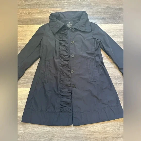 Rainforest Rain Coat Womens Medium Black Polyester Pleated Long Sleeve Hooded - Picture 3 of 13